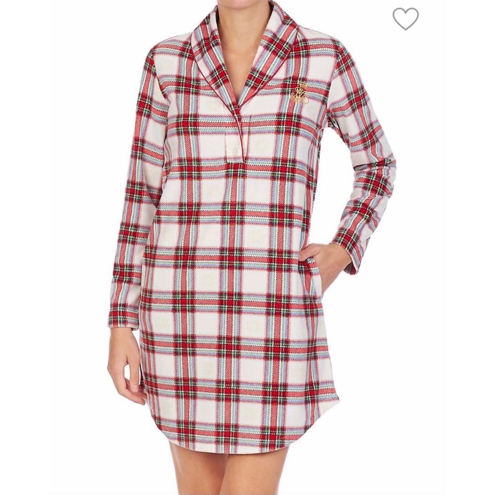 Lauren Ralph Lauren fleece plaid night shirt pjs